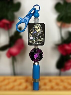 Gothic Princess Cold as Ice Handmade Beaded Keychain Pen